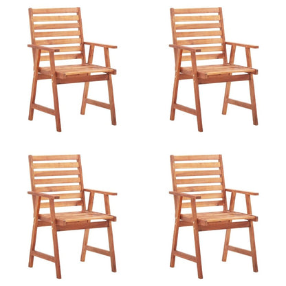 Patio Chair Set of 4 Wooden Solid Acacia Wood, Polyester Standard