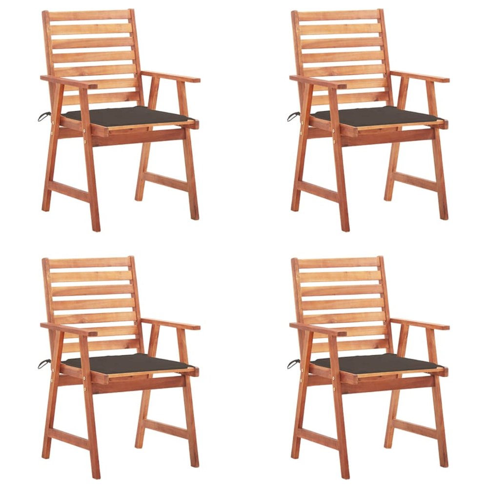 Patio Dining Chairs 4 pcs with Cushions Solid Acacia Wood