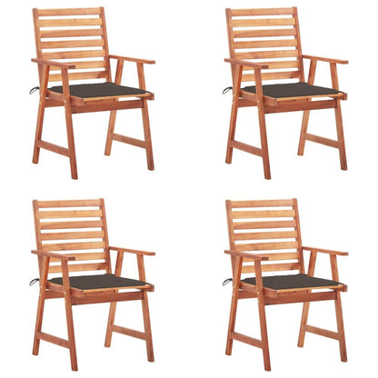 Patio Dining Chairs 4 pcs with Cushions Solid Acacia Wood
