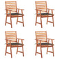 Patio Dining Chairs 4 pcs with Cushions Solid Acacia Wood