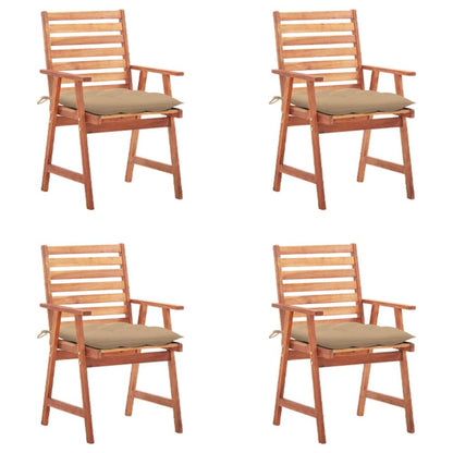 Patio Chair Set of 4 Natural Wood Solid Acacia wood Standard