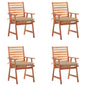 Patio Chair Set of 4 Natural Wood Solid Acacia wood Standard