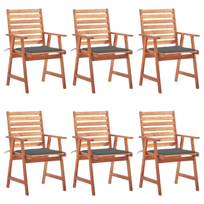 Outdoor Chair Set of 6 Anthracite Solid Acacia wood Standard