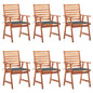 Outdoor Chair Set of 6 Anthracite Solid Acacia wood Standard