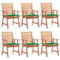 Patio Chair Set of 6 Natural Wood Solid Acacia Wood, 100% Polyester
