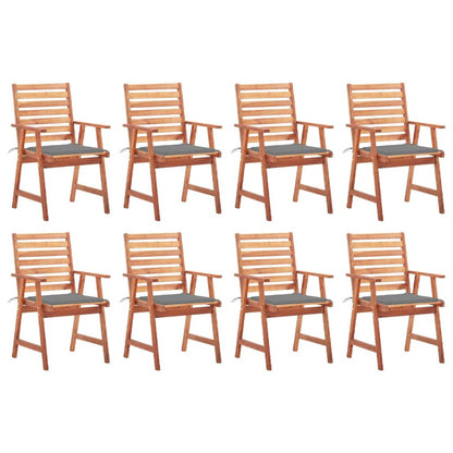 Outdoor Chair Set of 8 Natural Solid Acacia wood Standard
