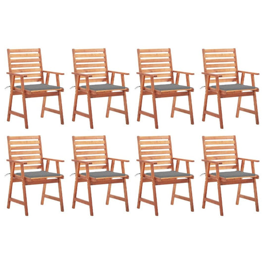 Outdoor Chair Set of 8 Natural Solid Acacia wood Standard