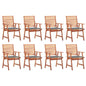 Outdoor Chair Set of 8 Natural Solid Acacia wood Standard