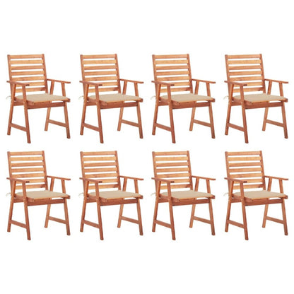 Patio Dining Chairs 8 pcs with Cushions Solid Acacia Wood
