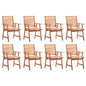 Patio Dining Chairs 8 pcs with Cushions Solid Acacia Wood