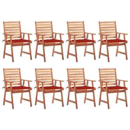 Patio Chair Set of 8 Red Solid Acacia wood Standard Stackable