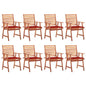 Patio Chair Set of 8 Red Solid Acacia wood Standard Stackable