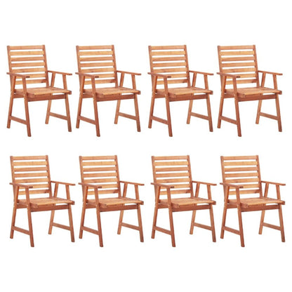 Patio Chair Set of 8 Red Solid Acacia wood Standard Stackable