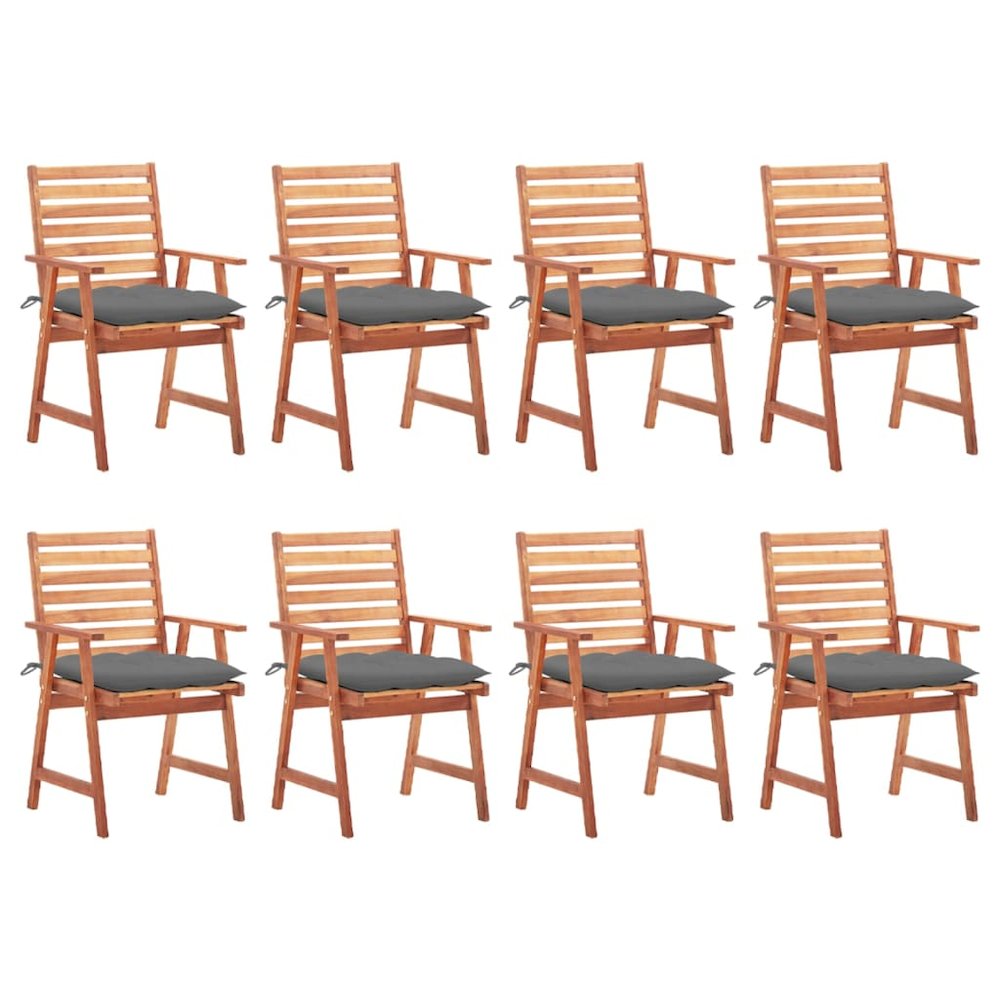 Outdoor Chair Set of 8 Natural Acacia wood Solid Acacia wood