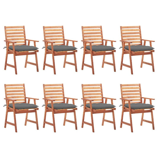 Outdoor Chair Set of 8 Natural Acacia wood Solid Acacia wood
