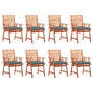 Outdoor Chair Set of 8 Natural Acacia wood Solid Acacia wood