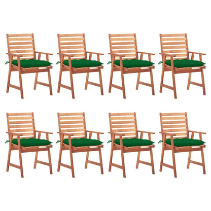 Patio Chair Set of 8 Natural wood and green