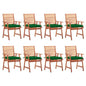 Patio Chair Set of 8 Natural wood and green