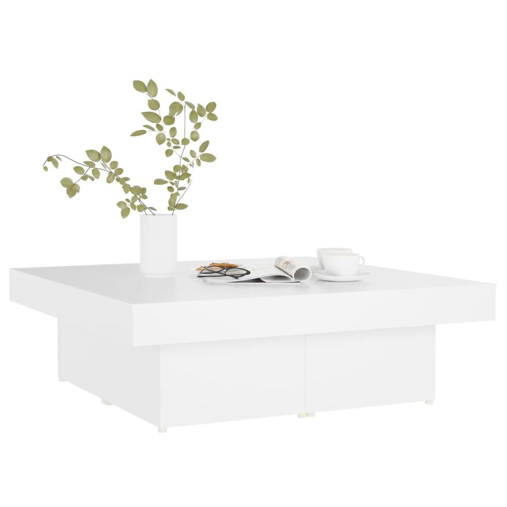 Coffee Table White 35.4"x35.4"x11" Engineered Wood