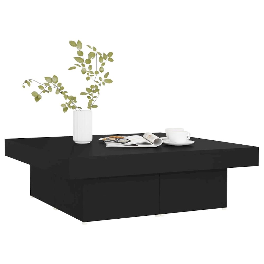 Coffee Table Black 35.4"x35.4"x11" Engineered Wood