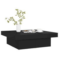 Coffee Table Black 35.4"x35.4"x11" Engineered Wood