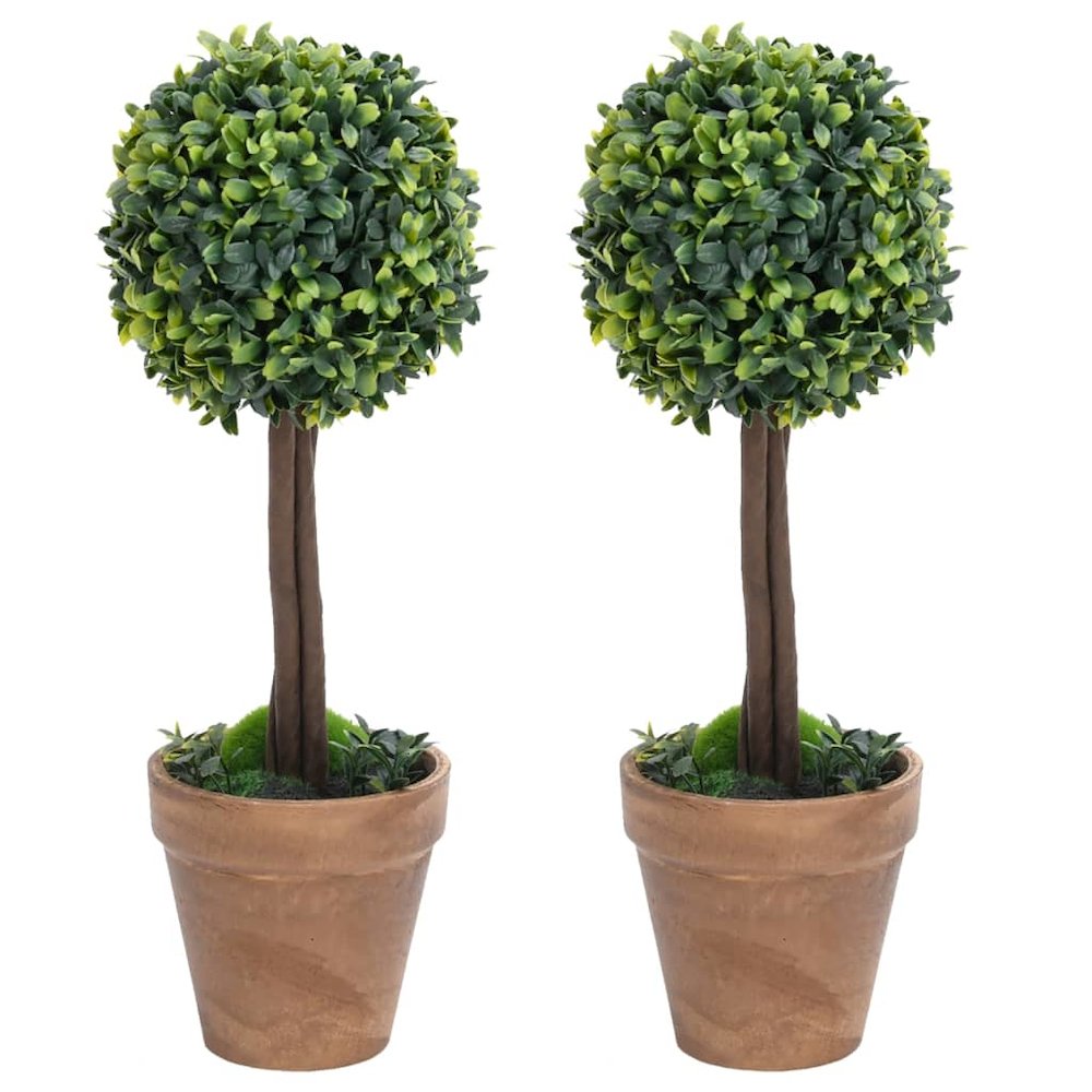 Artificial Plant Set of 2 Mixed Green Polyethylene Medium