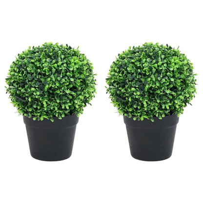 Fake Plant Set of 2 Green Polyethylene, Polypropylene