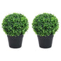 Fake Plant Set of 2 Green Polyethylene, Polypropylene