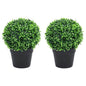 Artificial Plant Set of 2 Lush Green Polyethylene, Polypropylene