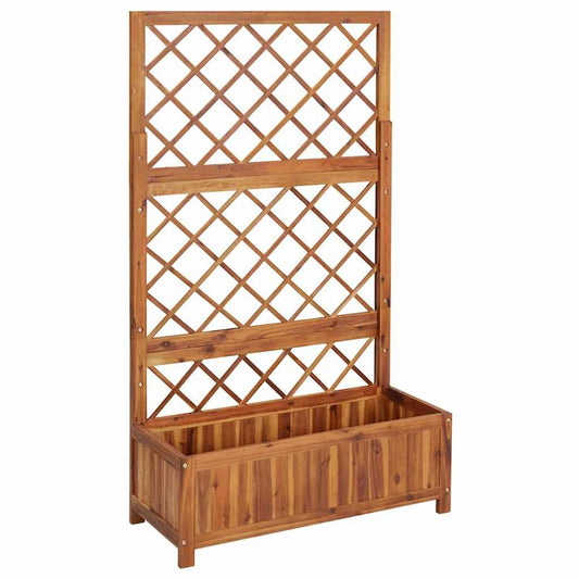 vidaXL Raised Bed with Trellis 33.5"x15"x59.1" Solid Acacia Wood