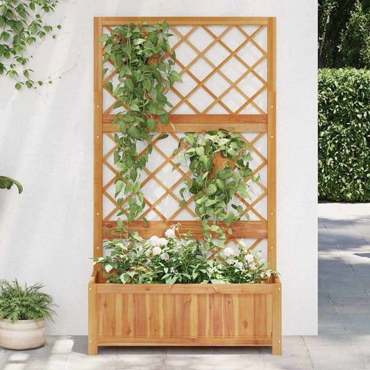 vidaXL Raised Bed with Trellis 33.5"x15"x59.1" Solid Acacia Wood