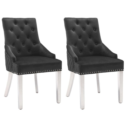 Dining Chairs 2 pcs Black Velvet