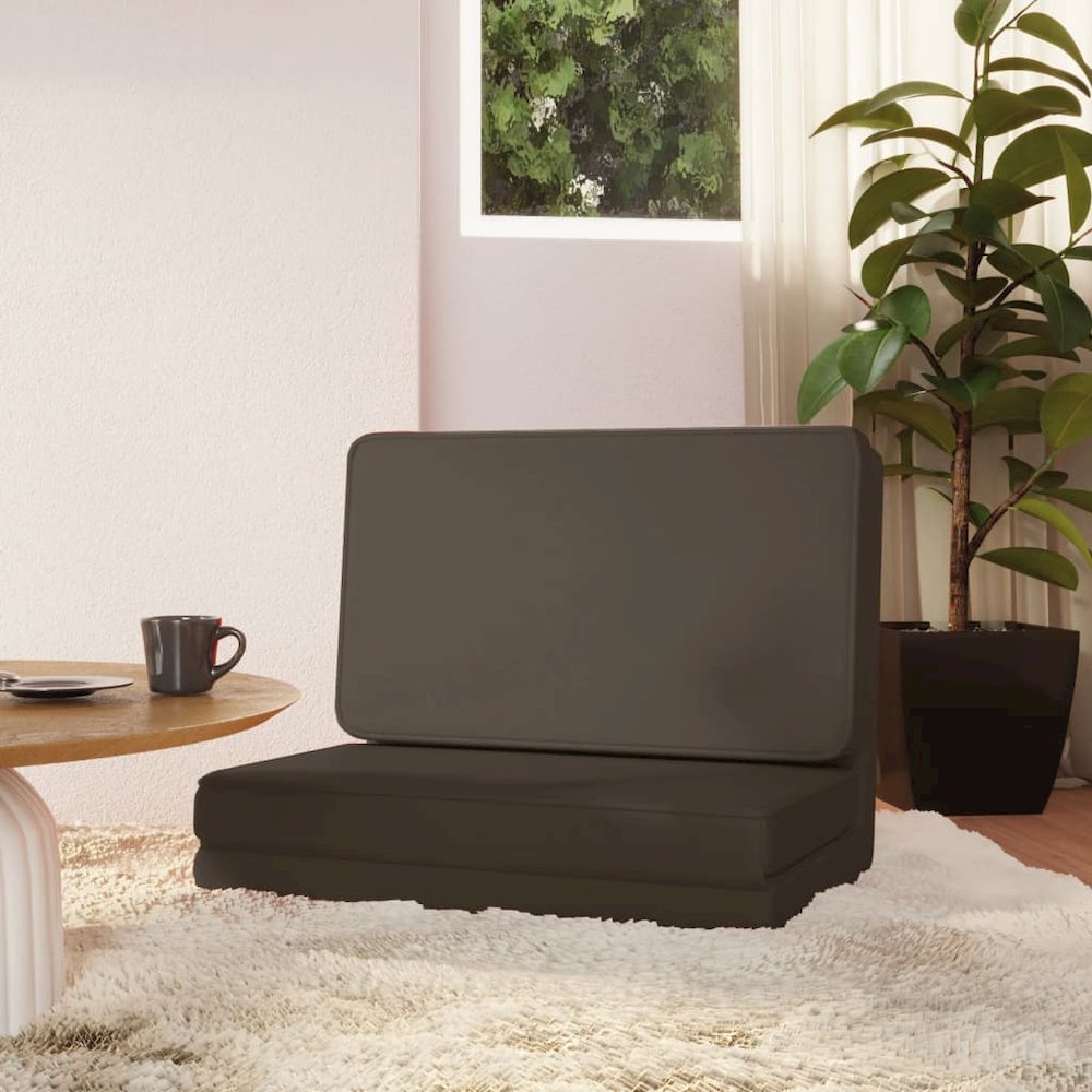 Floor Chair Anthracite Faux Leather, Metal, Foam Compact Foldable