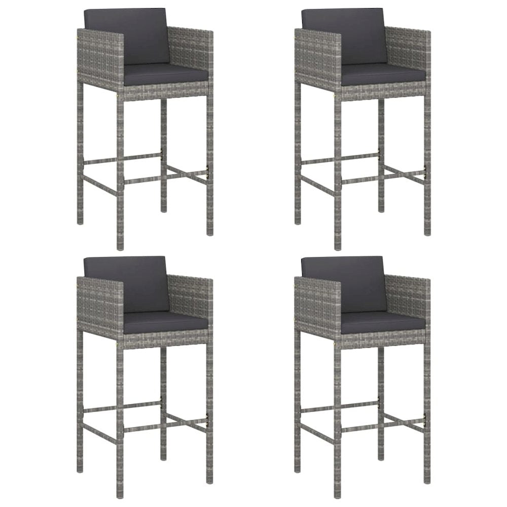 Bar Stool Set of 4 Grey Poly Rattan