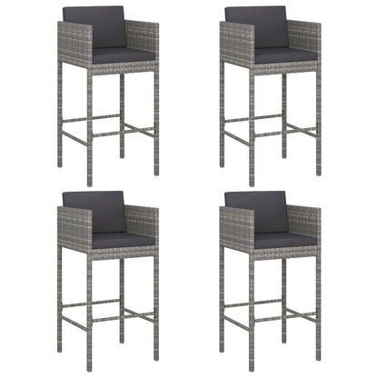 Bar Stool Set of 4 Grey Poly Rattan