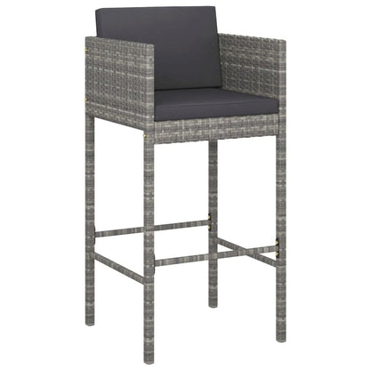 vidaXL Bar Stools 4 pcs with Cushions Gray Poly Rattan