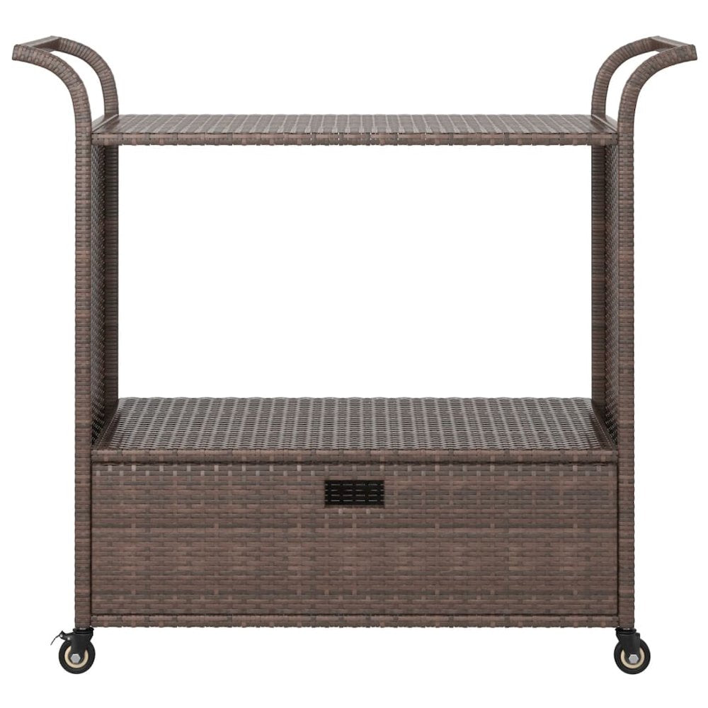 vidaXL Bar Cart with Drawer Brown 39.4"x17.7"x38.2" Poly Rattan