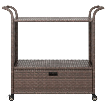 vidaXL Bar Cart with Drawer Brown 39.4"x17.7"x38.2" Poly Rattan