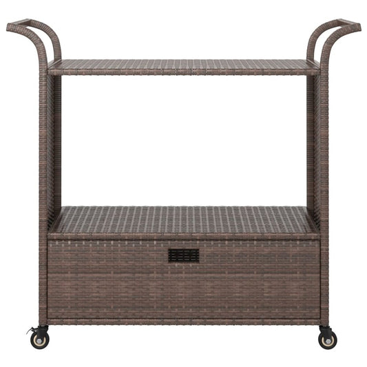 vidaXL Bar Cart with Drawer Brown 39.4"x17.7"x38.2" Poly Rattan