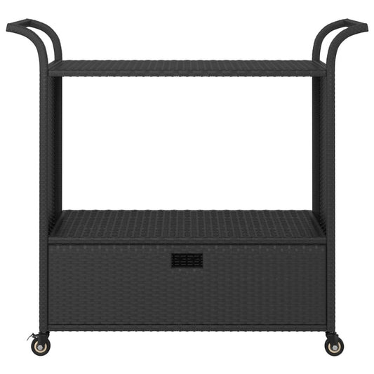 vidaXL Bar Cart with Drawer Black 39.4"x17.7"x38.2" Poly Rattan