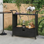 vidaXL Bar Cart with Drawer Black 39.4"x17.7"x38.2" Poly Rattan