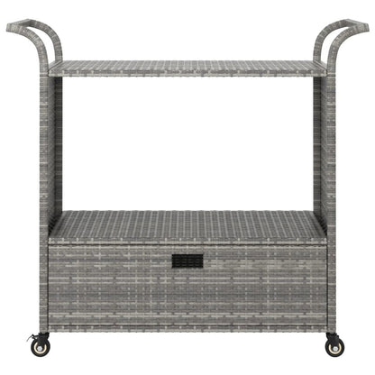 vidaXL Bar Cart with Drawer Gray 39.4"x17.7"x38.2" Poly Rattan