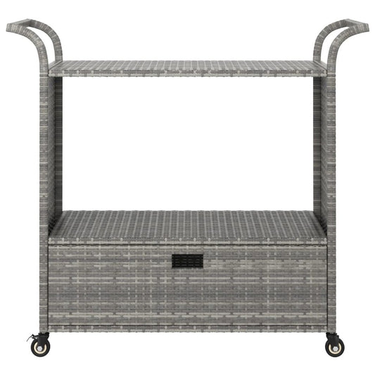 vidaXL Bar Cart with Drawer Gray 39.4"x17.7"x38.2" Poly Rattan