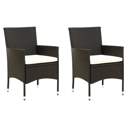 Garden Chair Set of 2 Black and Cream White