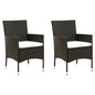 Garden Chair Set of 2 Black and Cream White