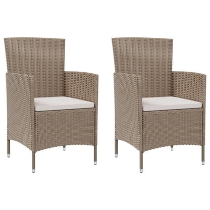 Garden Chair Set of 2 Beige Poly rattan, powder-coated steel