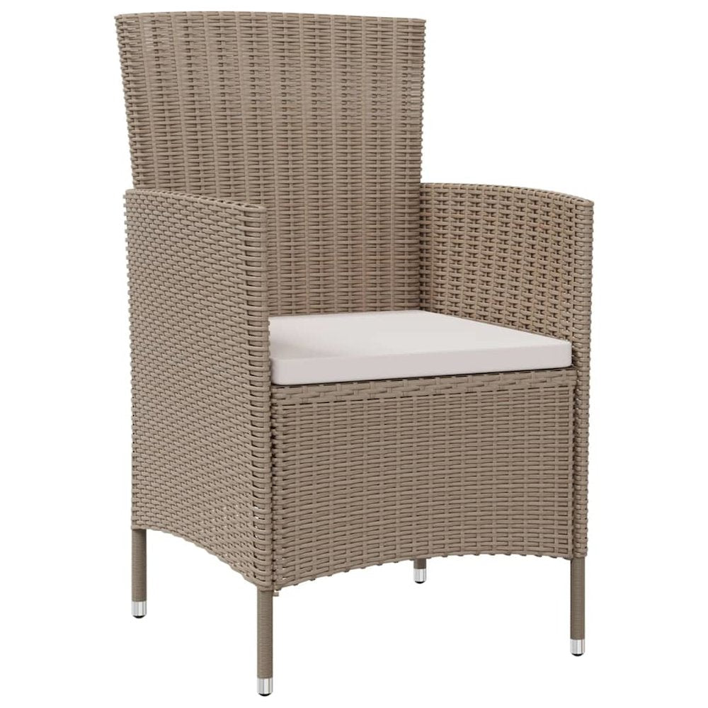 Garden Chair Set of 2 Beige Poly rattan, powder-coated steel