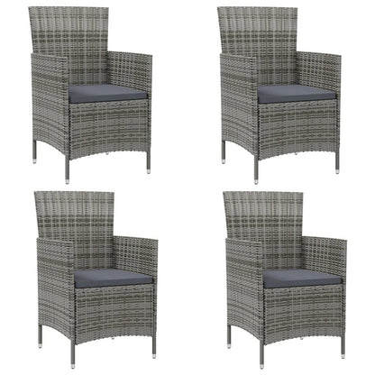 Garden Chair Set of 4 Grey Poly rattan Medium Durable