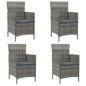 Garden Chair Set of 4 Grey Poly rattan Medium Durable