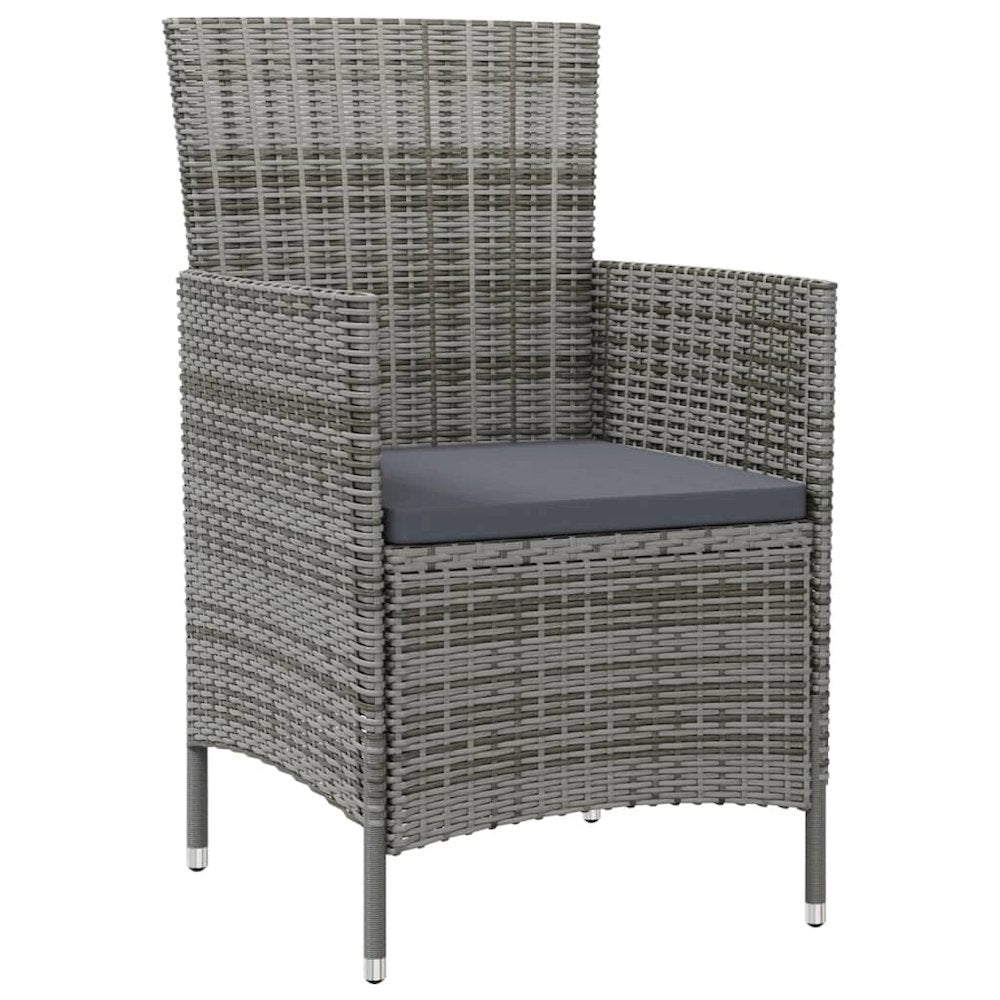 Garden Chair Set of 4 Grey Poly rattan Medium Durable